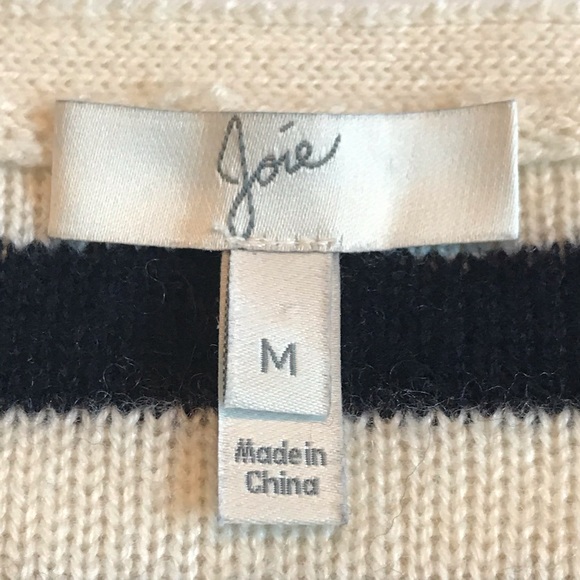 Joie Maridel Striped Dolman long sleeve wool cashmere black ivory sweater Medium - Picture 8 of 10